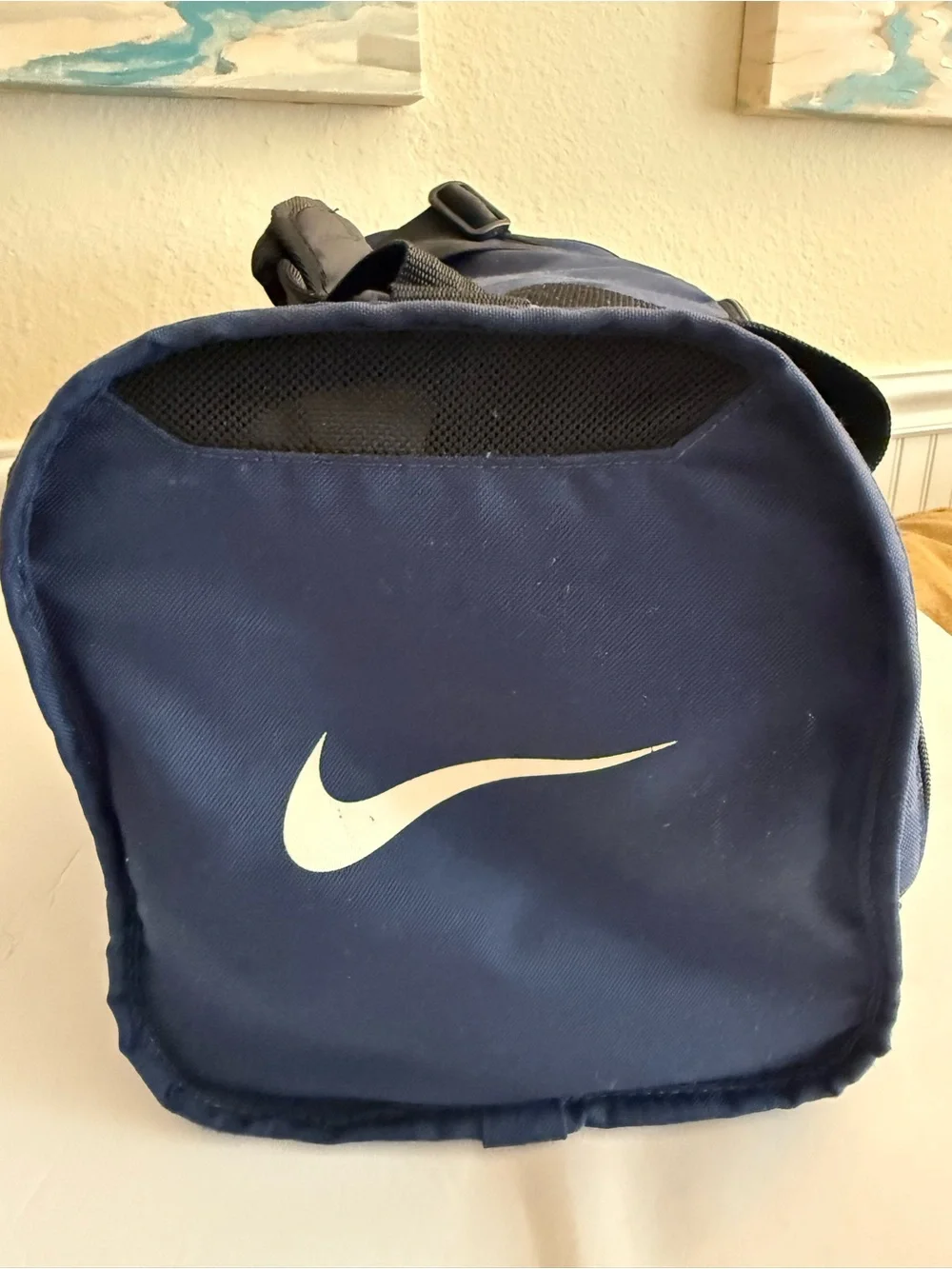 Nike Unisex Navy Blue Duffel with Black Straps and White Swoosh